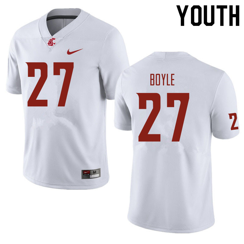 Youth #27 Andrew Boyle Washington State Cougars Football Jerseys Sale-White - Click Image to Close